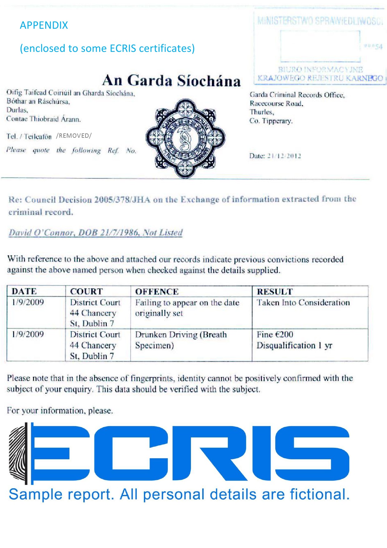 Irish Criminal Record Check From Garda Central Vetting Unit ECRIS